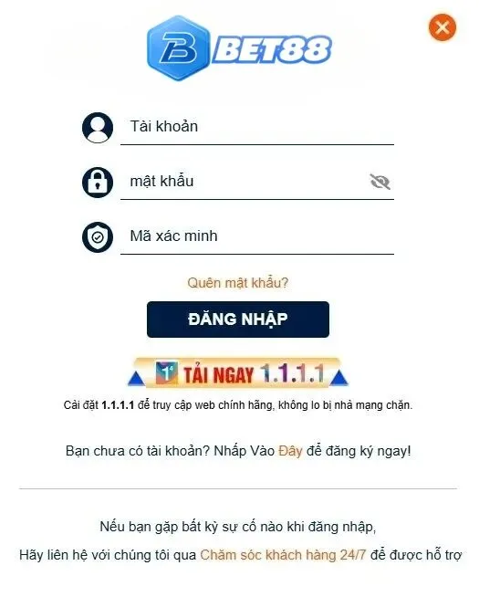 đăng nhập Bet88